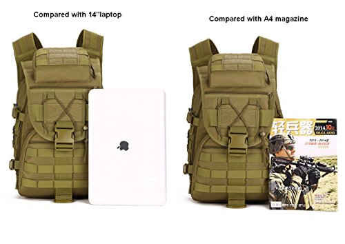 Huntvp® 40L Military Backpack Tactical Hiking Backpack Waterproof Trekking Backpack MOLLE Tactical Sports Backpack Daypack Battle Backpack 14 Inch Laptop Bag for Outdoor Hiking - Image 3