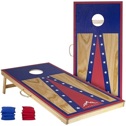 Himal Outdoors Cornhole Board Set, Choose Between 4 x 2 Feet Blue-red Game Boards, Includes 8 Corn Hole Toss Bags Cover