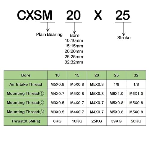 Vérin pneumatique CXSM20-30 double tige double axe TR petit mini - 3