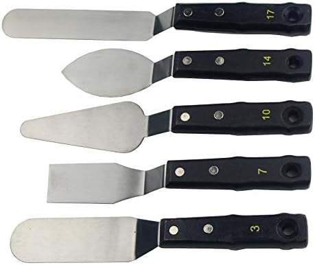 Large Painting Knife 5pcs by AebDerp Acrylic Paint Knife with Stainless Steel Palette Knives for Artist Painting Supply