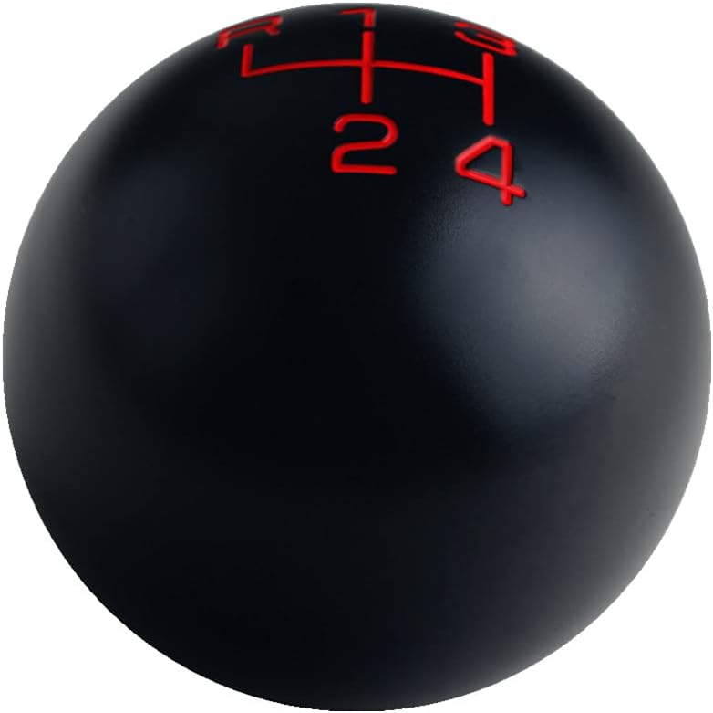 DEWHEL Black/Red Inlay Sphere 4 Speed Manual Shift Knob Shifter Stick 200 Grams Weighted Aluminum 3/8-16 Compatible with Hurst Shifters
