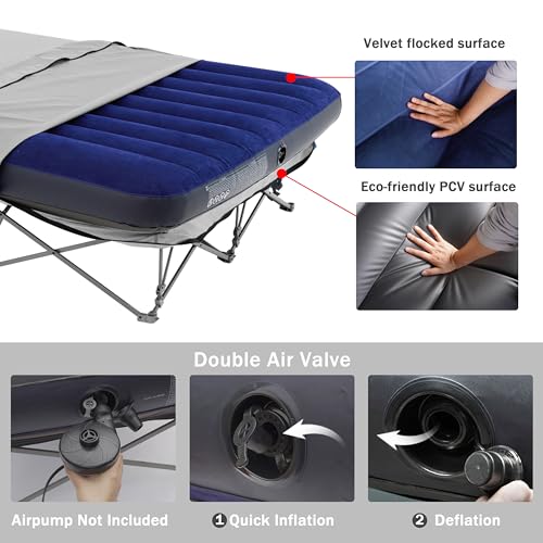 Image of KAMPKEEPER Camping Cot,Camping Cots for Adults,Folding Camping Cot with Inflatable Air Mattress and Carry Bag,for Outdoor Travel Camp Beach Vacation (not Included The Airpump)