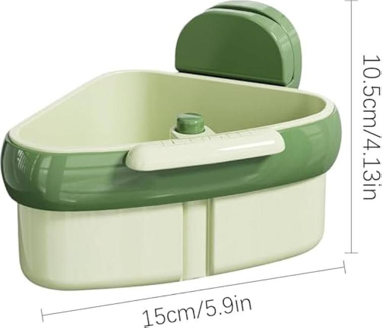 Corner Sink Strainer, Suction Cup Sink Corner Rack, Sink Strainer Basket, Suction Cup Press Sink Drainer Basket, Automatic Dumping, Faucet Sponge Storage Rack, Trash Catcher for Food Waste (Green)