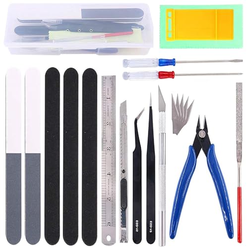 21Pcs Gundam Tools Kit Gunpla Tool Set Modeler Basic Tool Craft Set Hobby Building Tools Kit with a Plastic Box for Gundam Model Building