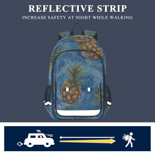 senya Pineapple in The Sea Backpack Water-Resistant Bag Lightweight Bookbags with Reflective Strip4