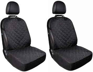 For HYUNDAI SANTA FE - Front Car Seat Covers, Set of 2, Black, Quilted Diamond Design, Fit for Driver and Passenger with Extra Flap