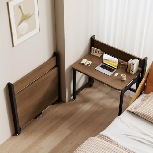 TAYTHI 折りたたみデスク パソコンデスク 机 pcデスク 折り畳みテーブル 木製 多機能 省スペース コンパクト 無垢材 高耐荷重 頑丈 安定性 組立不要 完成品 勉強机 仕事用 (黒フレーム-D,100x56x75cm)