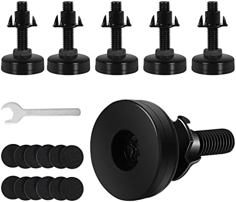 GSSHBR Adjustable Feet Levelers, Heavy Duty Adjustable Legs for Furniture, Large Furniture Levelers, T Nut Levelers Table Adjustable Feet 3/8-16 Thread (6 Pack, Black)