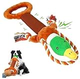 BUPIHUKA Hundespielzeug Unzerstörbar Weihnachten - Quietschend Robust Tau Seil für Große Kleine Hunde - Interaktives Quietschendes Stofftier & Kuscheltier zur Beschäftigung, Zerren für Welpen Braun