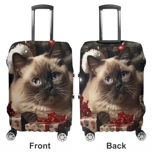 Christmas Siamese Cat Luggage Cover Elastic Suitcase Protector Case Anti-Scratch Washable Baggage Covers Protector For Traveling, Aircraft Consignment XL3