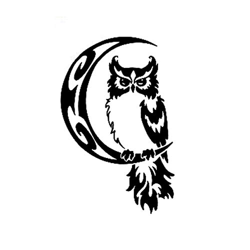 SCSHY Engomada del Coche 8,4 Cm * 13 Cm Búho Pájaro En La Luna Patrón Tribal Vinilo Negro/Plata Pegatina Creativa Cover
