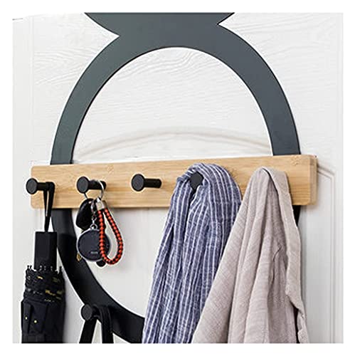 Porte-manteau mural de porte noir à 6 crochets en acier inoxydable pour suspendre vos vêtements