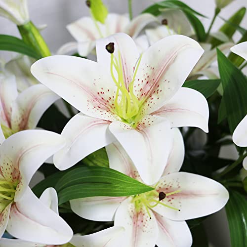 Olrla 60CM Long Artificial Lily 4PCS, toal 8 Blooming Flower Heads 4 Buds - Image 3