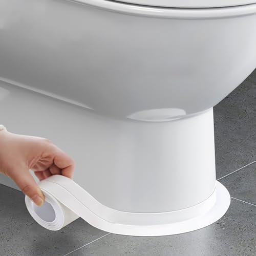 Image of White Caulk Tape for Bath & Kitchen,2 Rolls Caulking Tape Sealant Strip for Bathroom,Self Adhesive Caulk Strip tub Surround,Toilet Bowl Stick on Gel,Corner Kitchen Countertop Sealing Tool