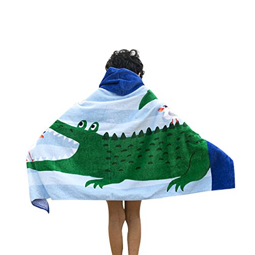 Toalla de playa con capucha para niños, 100% algodón, muy suave, agradable para niños, playa, natación/toalla de baño, secado rápido, albornoz de edad 3-7 años para e natación, playa Holiday Cover