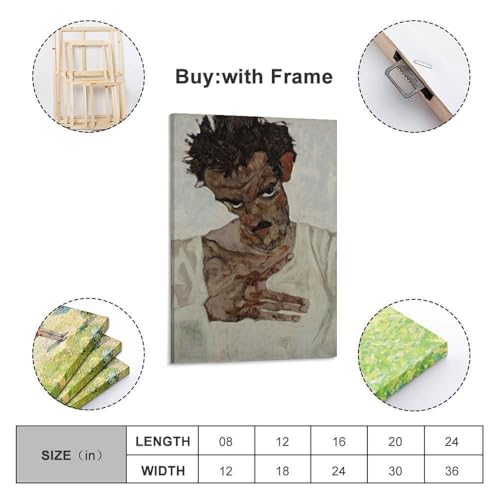 Póster de Egon Schiele de 20x30 cm: retrato propio expresionista en lienzo para pared 2