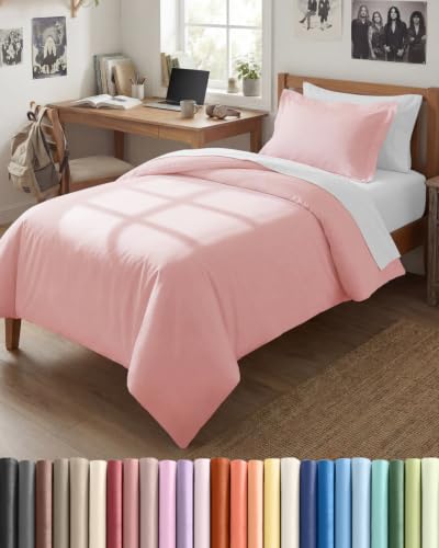 Image of Duvet Cover Twin /Twin XL - 2 Piece Set, College Dorm Room - Baby Pink