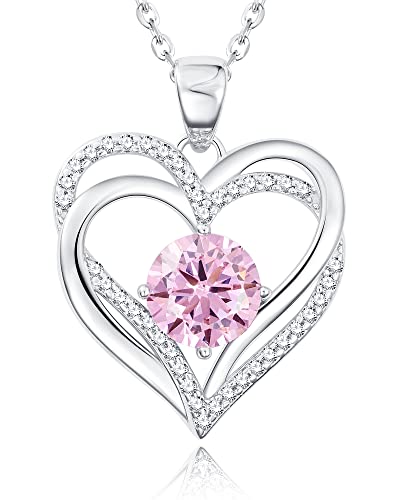 Theceros Graduation Gifts For Her Necklaces For Women, Sterling Silver Birthstone Heart Necklace Jewelry Gifts For Women Wife #TOP4