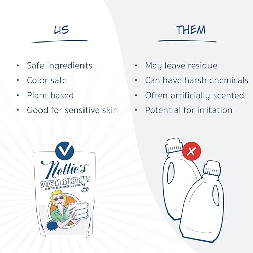 Nellie’s Oxygen Brightener –Powder Stain Remover for Laundry – Brightens Whites, Protects Colors – Bleach-Free, Septic-Safe (50 Scoops) - Made in Canada by Nellie's - Image 5