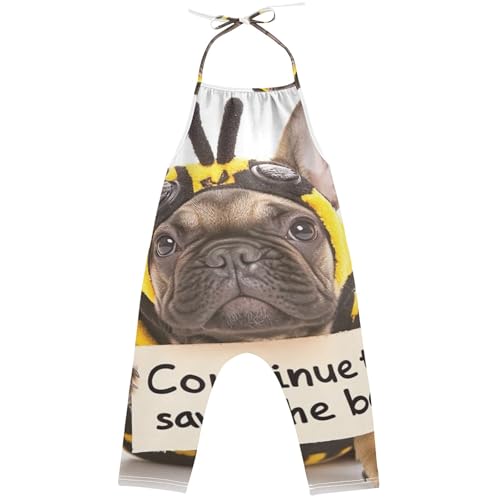 Rompers Toddlers Little Girls Jumpsuit Fashionable One Piece Overall 5t Cotton Outfits French Bulldog Bee Costume Funny
