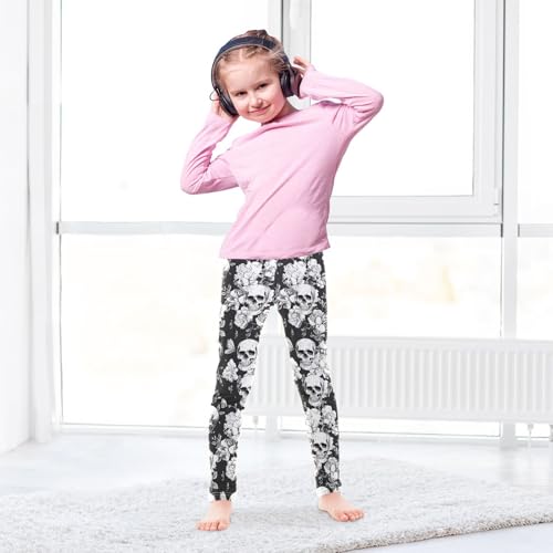 ALAZA Girls' Leggings Children's Yoga Pants Skinny Printed Dance Skull Gothic Vintage Comfortable 4T3