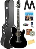 Ibanez TCY10E Talman Acoustic-Electric Guitar - Black High Gloss Bundle with Case, Tuner, Strap, D'Addario Strings, Picks, Austin Bazaar Instructional DVD, and Polishing Cloth