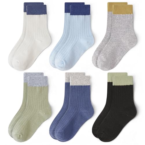 Image of Toddler Non Slip Cotton Crew Socks with Grips for Baby Boys Girls