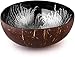 cocovibes Kokosnuss Schale SILVER / Dekoschale Ø ca.13 cm / Schlüssel Schale / Servierschale / Smoothie Bowl Schüssel / Obstschale silber schwarz