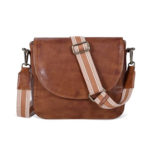 Image of Genuine Leather Shoulder Crossbody Purse For Women with Adjustable Strap, Mobile Pocket & Outside & Inside Zipper