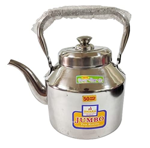 Dhara - Tea Kettle Large | Tea Kettle 5 Litre Stainless Steel | 50 Cups Kettle for hot Water | Induction + Gas Stove Compatible