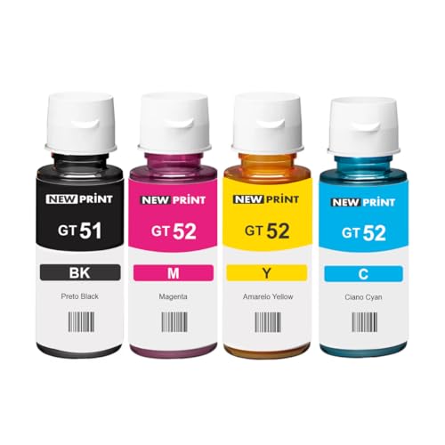 Kit 4x Tinta Compatível Para Hp GT51 GT52 GT53 Ink Tank 416 412 116 316 Smart Tank 517 581 532 617 674 Deskjet GT 5822