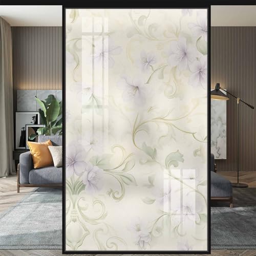 Película autoadhesiva para vidrio con diseño floral, 17.7x23.6 pulgadas miniatura 3