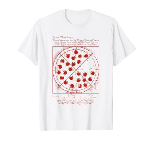 DaVinci Loves Pizza Vitruvianischer Mensch Pizza Vitruvian Pizzeria Pizzabäcker T-Shirt, Herren, Pizza-Enthusiasten, Mathematiker, Gourmets, Weiß, S, Kurzarm, T-Shirt