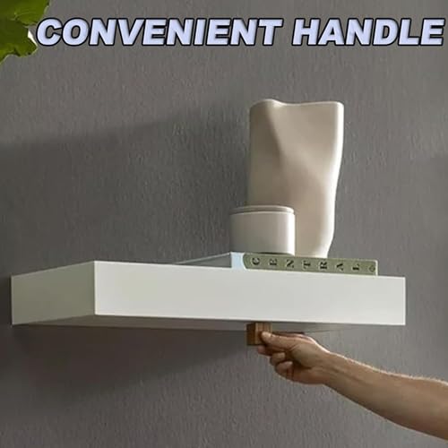 Étagère murale dissimulée avec compartiment secret mécanique rangement compact blanc - 4