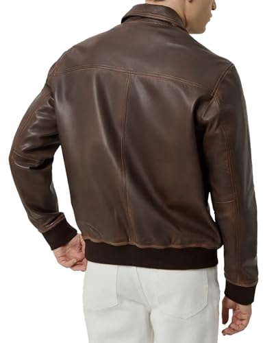 Men's Real Lambskin Leather Bomber Jacket - Premium Genuine Shirt Collar Bomber Leather Jackets for Men3