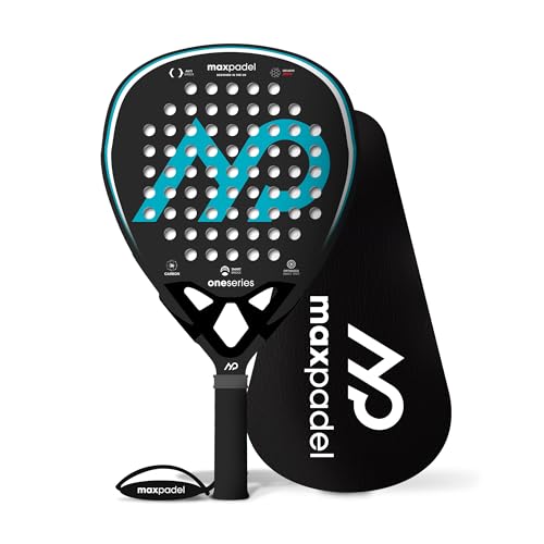 MaxPadel, Padel tennisracket, koolstofvezel, One Series, 3K carbon, geschikt voor beginners, gevorderde en gevorderde spelers, peddeltas en hoes inbegrepen