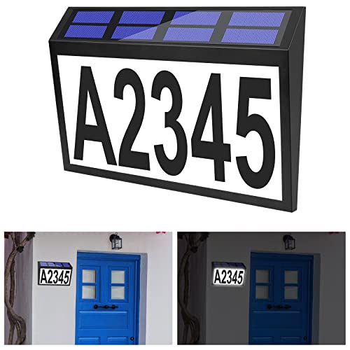 Bawoo Solar House Numbers Light, House Numbers Sign Plaque Address Numbers For Houses Led Illuminated Outdoor Address Plaque Waterproof Lighted Up For Home Yard Street, 28*18.3*3.2Cm #TOP7
