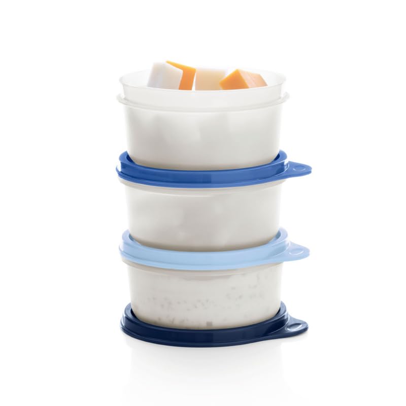 Tupperware Hitparade Summer Drops kom met deksel, lekvrij, 600 ml, vershouddoos, 600 ml, blauw