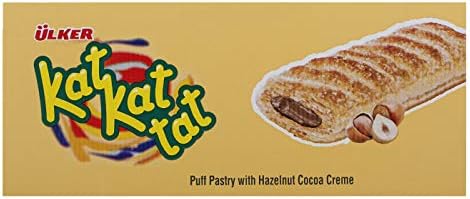 Ulker Kat Kat Tat Puff Pastry With Hazelnut Flavoured Cocoa Cream Filling 28 Gr (48 Pack)