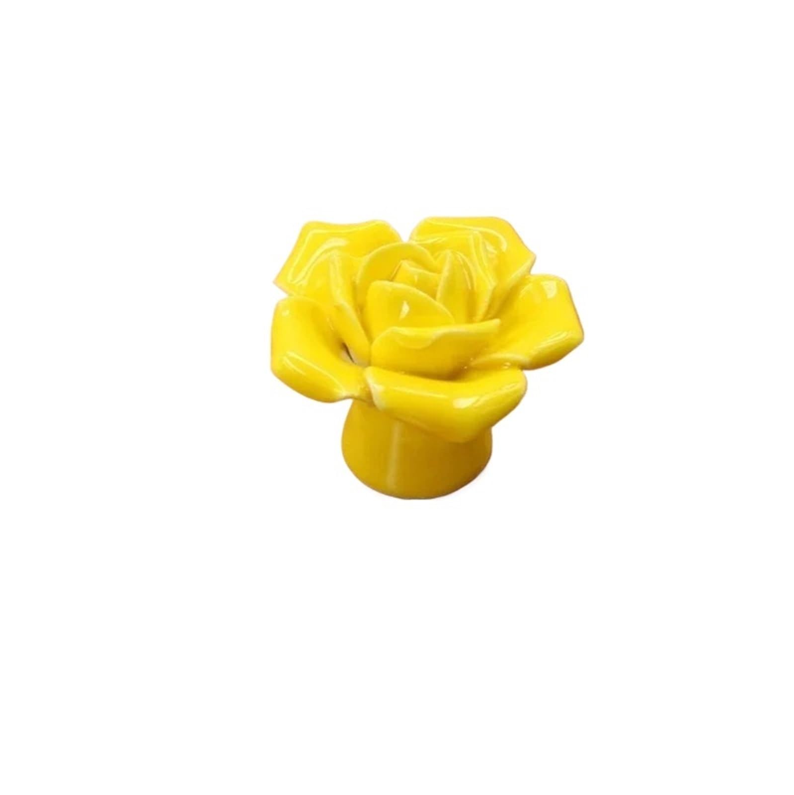 Zyayng Yellow 6Pcs Furniture Handles Hardware Ceramic Flower Rose Drawer Knobs Rural Cabinet Cupboard 41Mm Diameter 34Mm Height For Door(Yellow)