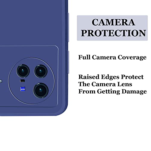 Image of A rtistque Liquid TPU Silicone Matte Shockproof Flexible with Camera Protection Soft Back Cover Case for Vivo X80 PRO 5G - Blue
