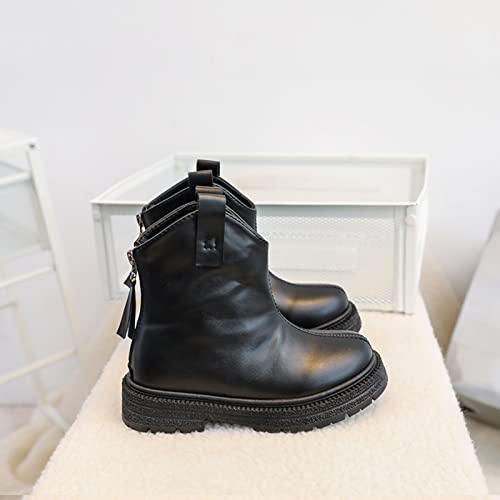 Girl Ankle Boots Kids Lug Sole Low Heel Ankle Short Booties Western Cowgirl Boots Non-Slip Back Zip Walking Shoes4