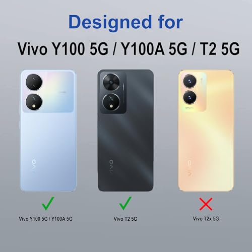 Image of AIBEX Compatible for Vivo T2 5G / Vivo Y100 Flip Cover Leather Finish | Inside TPU with Card Pockets | Wallet Stand | Complete Protection Flip Case - Black