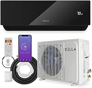 DELLA 12,000 BTU Wifi Enabled Mini Split Air Conditioner Ductless Inverter System, 17 SEER 115V Energy Efficient Unit w/ 1 Ton Heat Pump, Cools Up to 550 Sq. Ft. (Black Series)