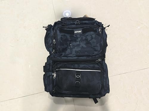 Goture フィッシングリュック 釣りバッグ タックルバッグ 45L大容量 プラスサイズ 600Dオックスフォード SBSジッパー 撥水加工 レインカバー付き ロッドホルダー 軽量 タックル収納 多機能 釣り 登山 旅行 アウトドア 携带性 ブラック