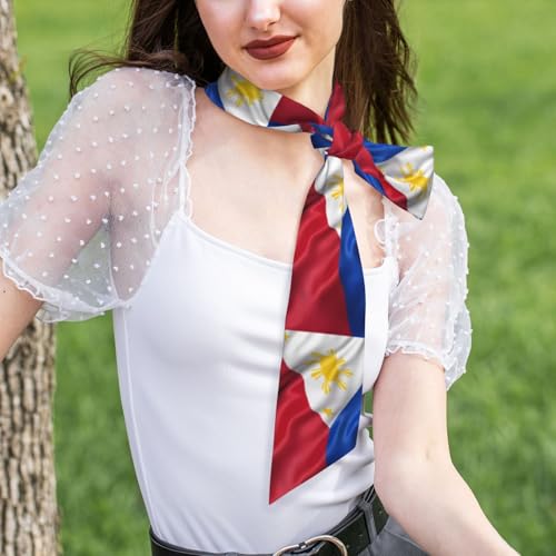 Women'S Fashion Scarf Philippines Flag (1) Hair Satin Scarf Bandanas Headscarf Wrap Breathable Lightweight Neck Scarves For Handbag Accessories4