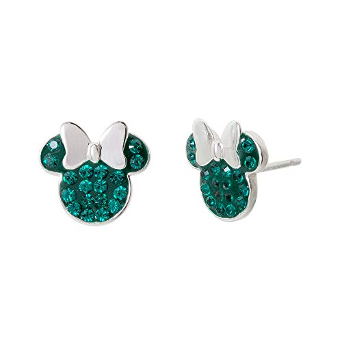 Disney Minnie Mouse Birthstone Jewelry For Women, Sterling Silver Pave Crystal Stud Earrings, May #TOP3