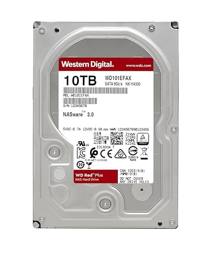 Image of Western Digital 10TB WD Red Plus NAS Internal Hard Drive HDD - 5400 RPM, SATA 6 Gb /s, CMR, 256 MB Cache, 3.5 inch - WD101EFAX
