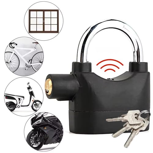 Cadeado Alarme Sirene Anti Furto 110dba Trava Moto CasaPortão Cor Preto (Curto)
