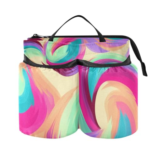 Image of Luggage Cup Holder for Suitcases Free Hands Suitcase Cup Holder Travel Luggage Drink Holder Portable Luggage Cup Caddy Bag Carrier with Handle Abstract Colorful Paint